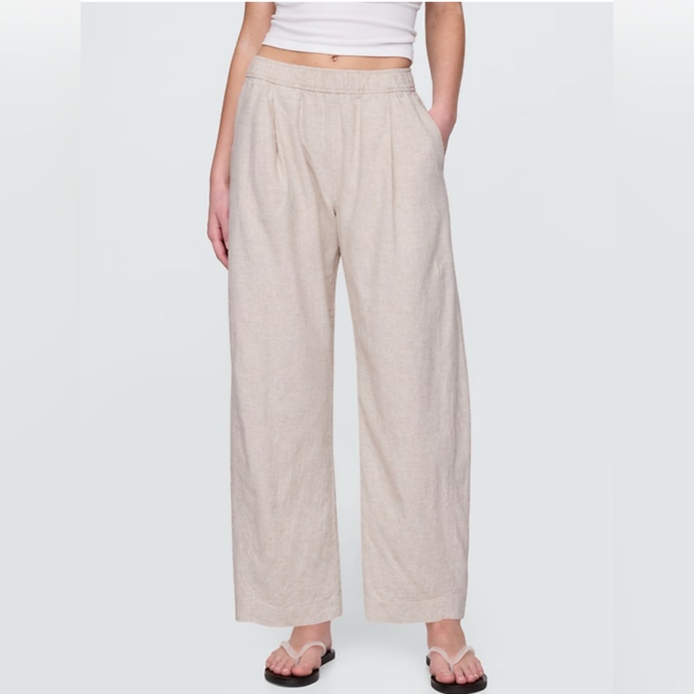 Gap mid rise linen blend easy barrel pants M Tall